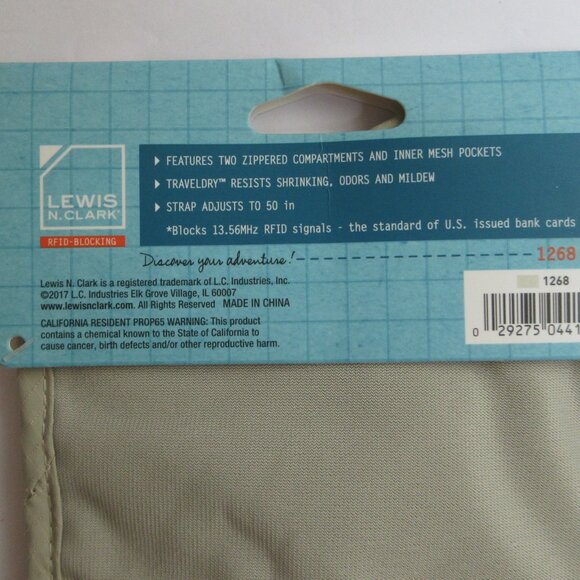 Lewis N Clark RFID-Block Waist Stash Travel Hidden Travel Wallet Taupe 1268 NWT - Picture 9 of 11